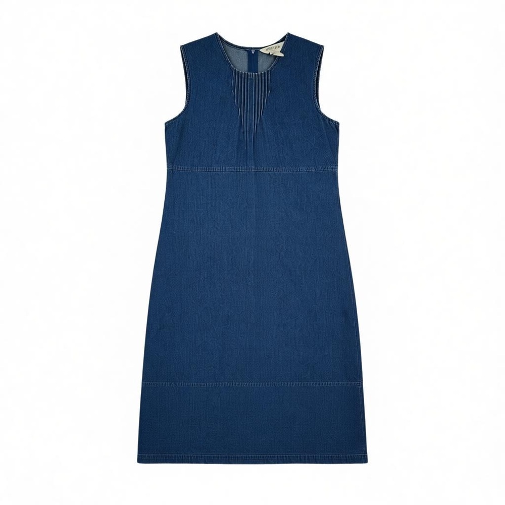 Orvis Womens Size 10 Midi denim Jumper Dress ruched front y2K